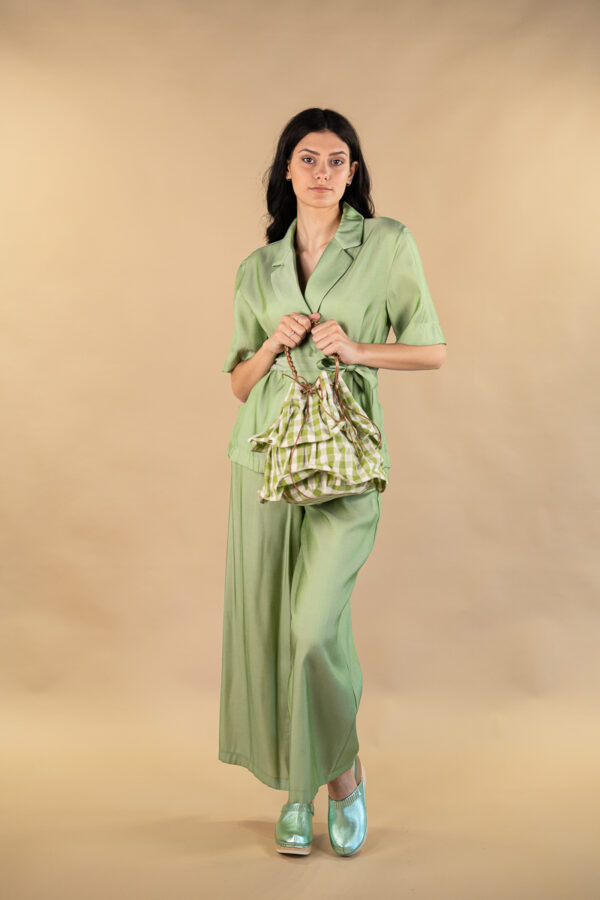 Iridescent drawstring trousers