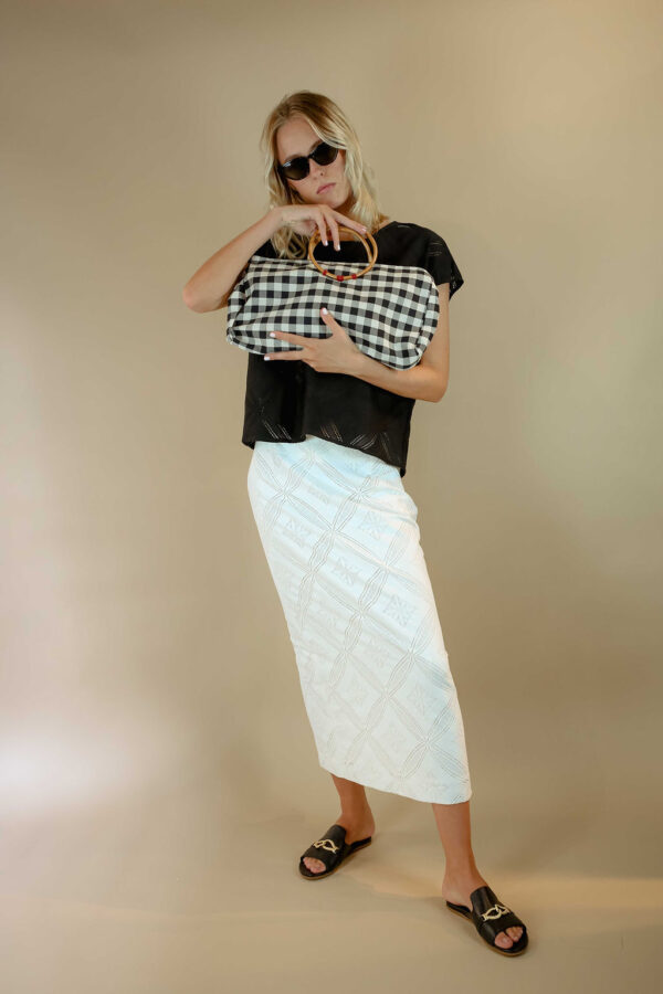 Perforated pencil skirt