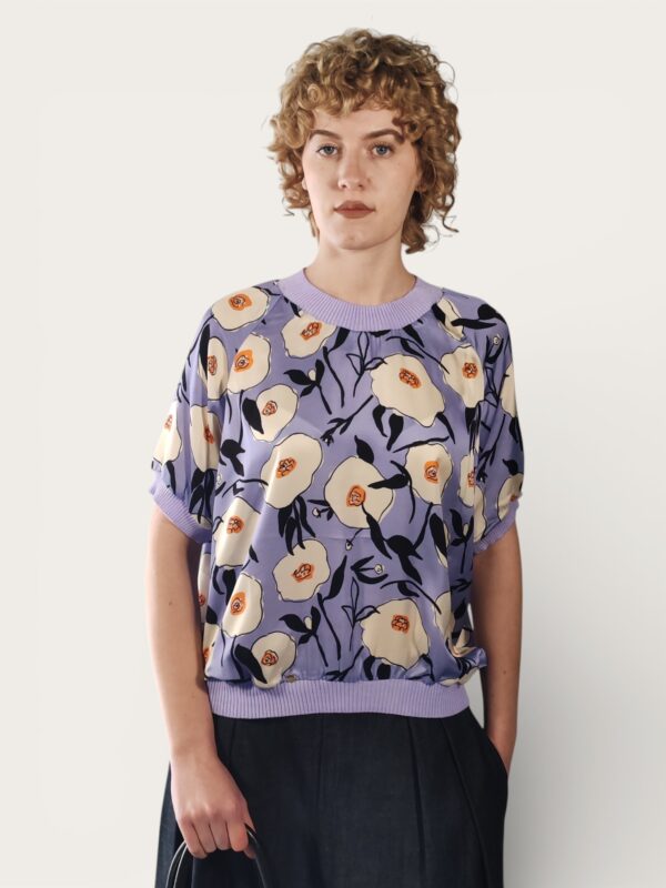 T-SHIRT RAGLAN FIORI LILLA