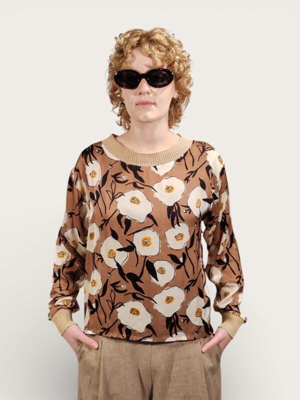 BLUSA FIORI MARRONI