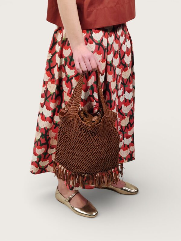 NET BAG IN PELLE MARRONE