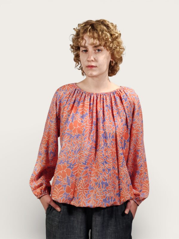 BLUSA ARRICCIATA FOGLIE ARANCIO