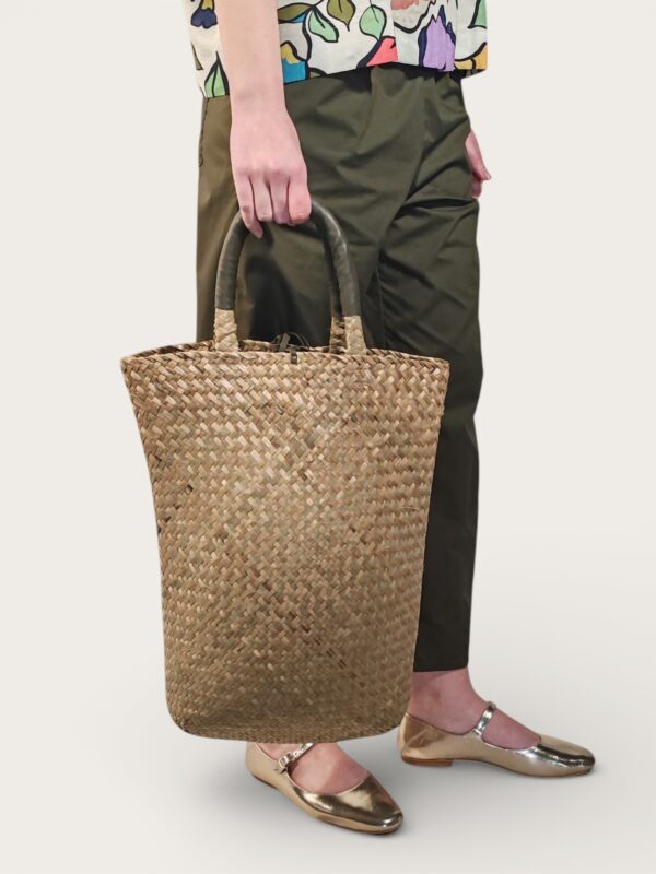 BORSA ALTA IN PAGLIA VERDE MILITARE