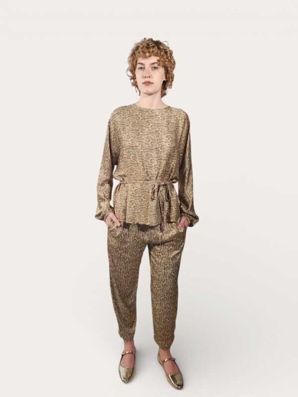 PANTALONE CARROT FOGLIE VERDI