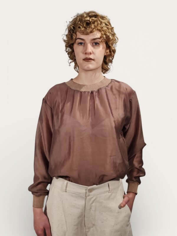 BLUSA SEMITRASPARENTE MARRONE