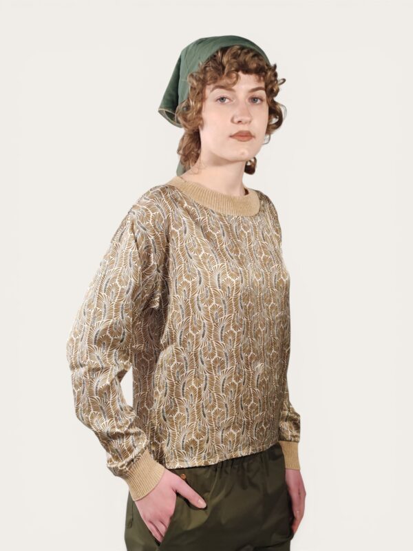 BLUSA SATIN FOGLIE VERDI